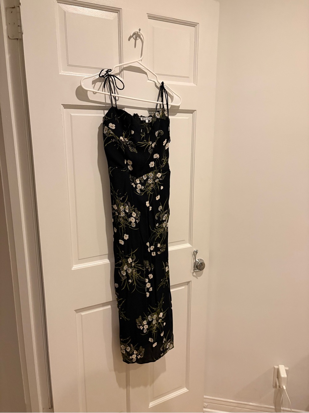 Reformation Floral Midi Slip Dress with Tie Straps